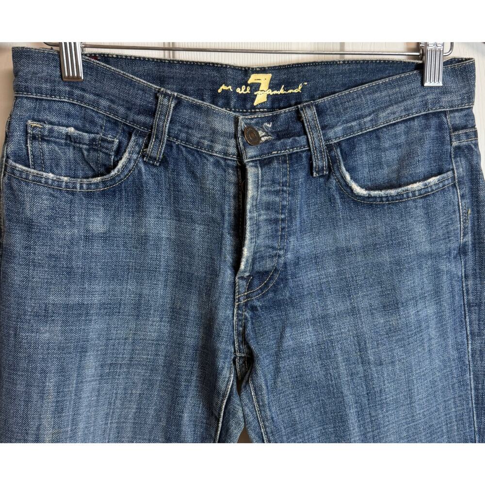 7 for all Mankind 7FAMK Women Denim Jeans Size 29 Boot Buttonfly Cotton EUC - Picture 2 of 11